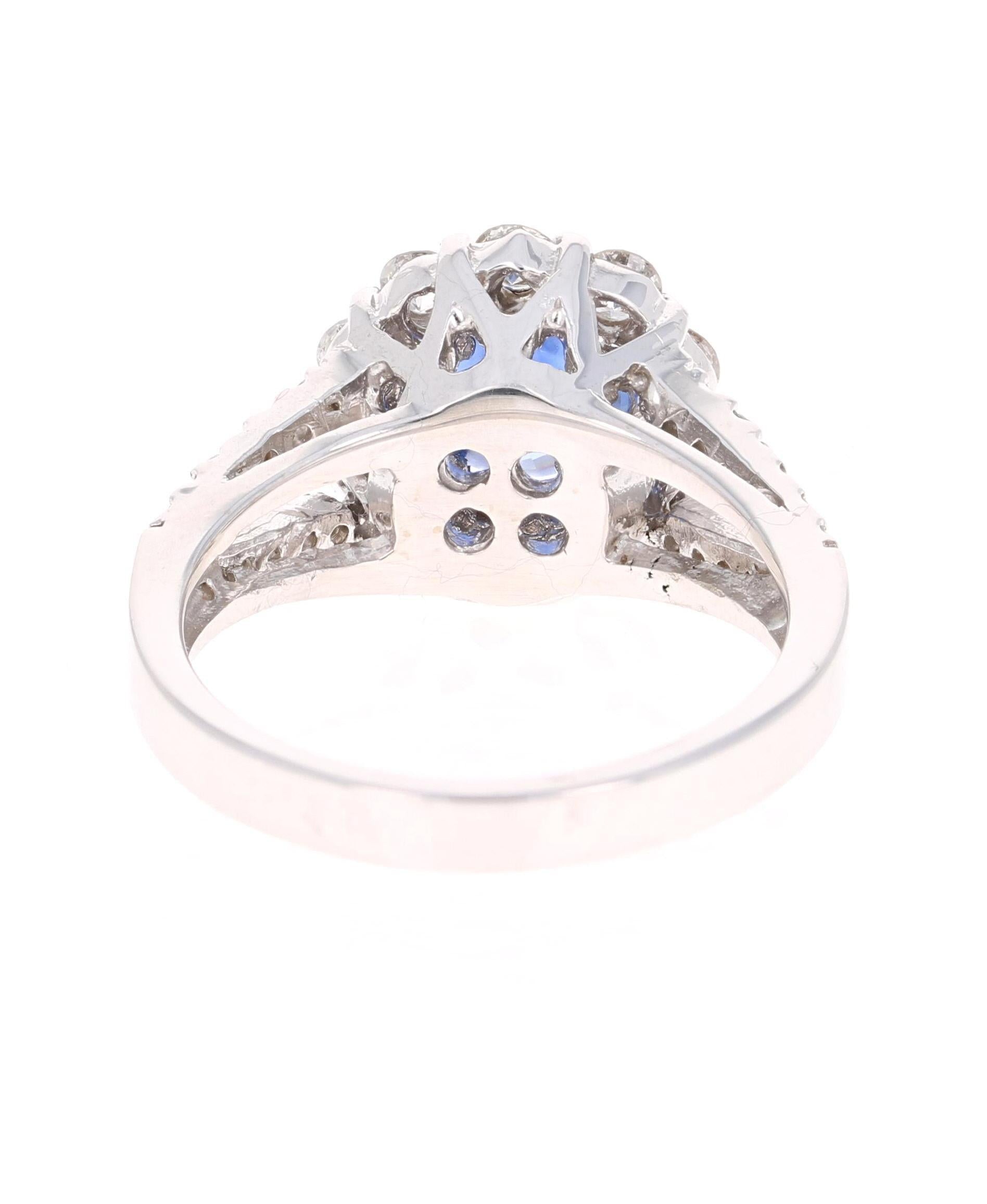 2.48 Carat Blue Sapphire Diamond 18 Karat White Gold Ring
