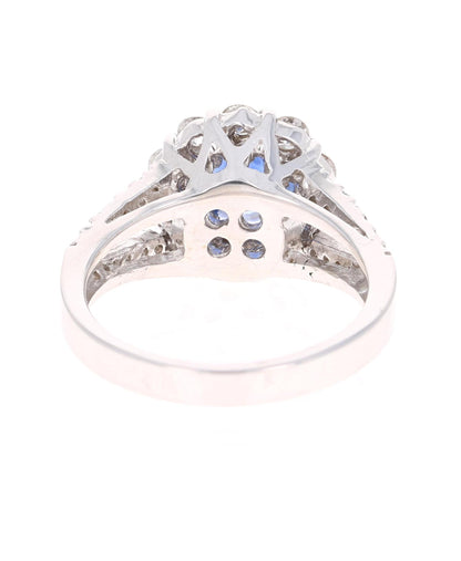2.48 Carat Blue Sapphire Diamond 18 Karat White Gold Ring