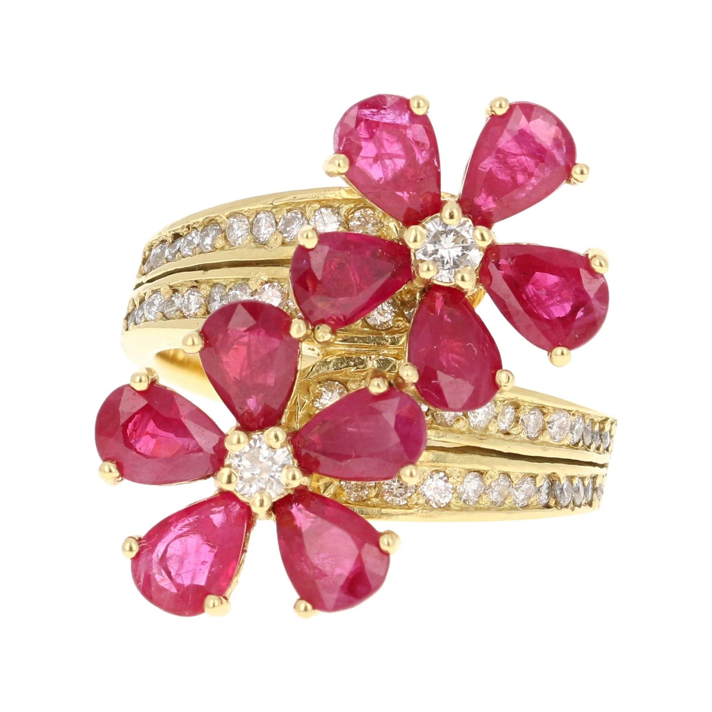 2.48 Carat Ruby Diamond 14 Karat Yellow Gold Cocktail Ring