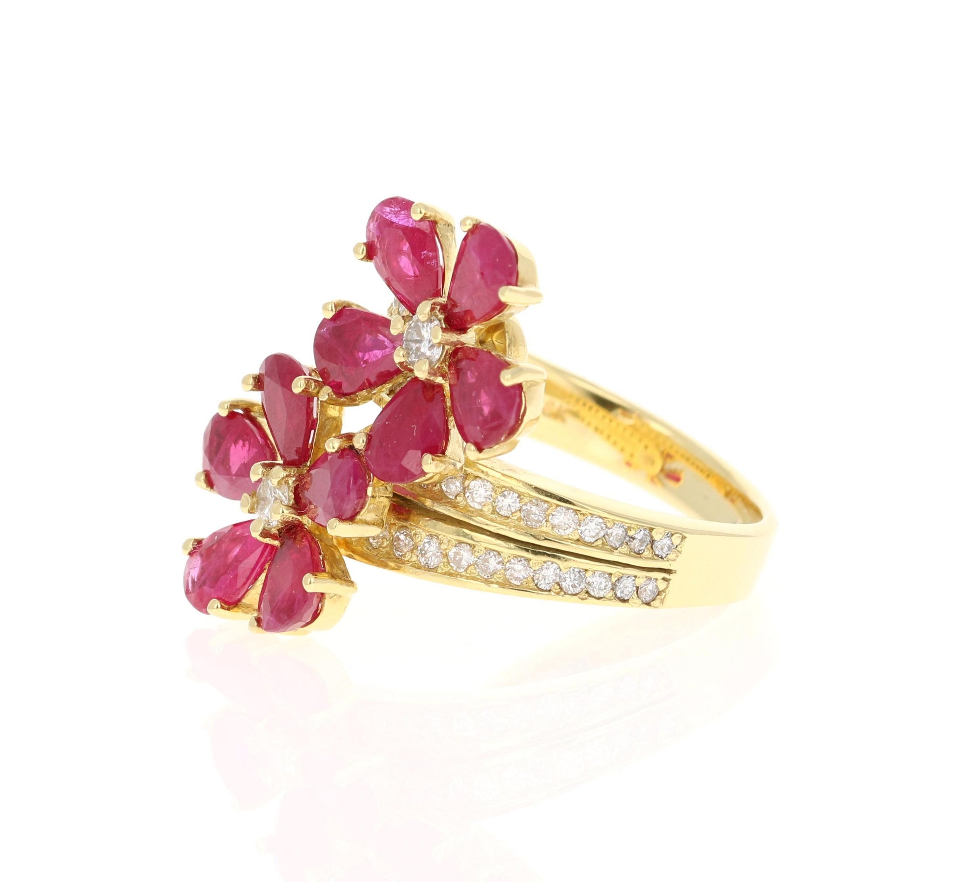 2.48 Carat Ruby Diamond 14 Karat Yellow Gold Cocktail Ring