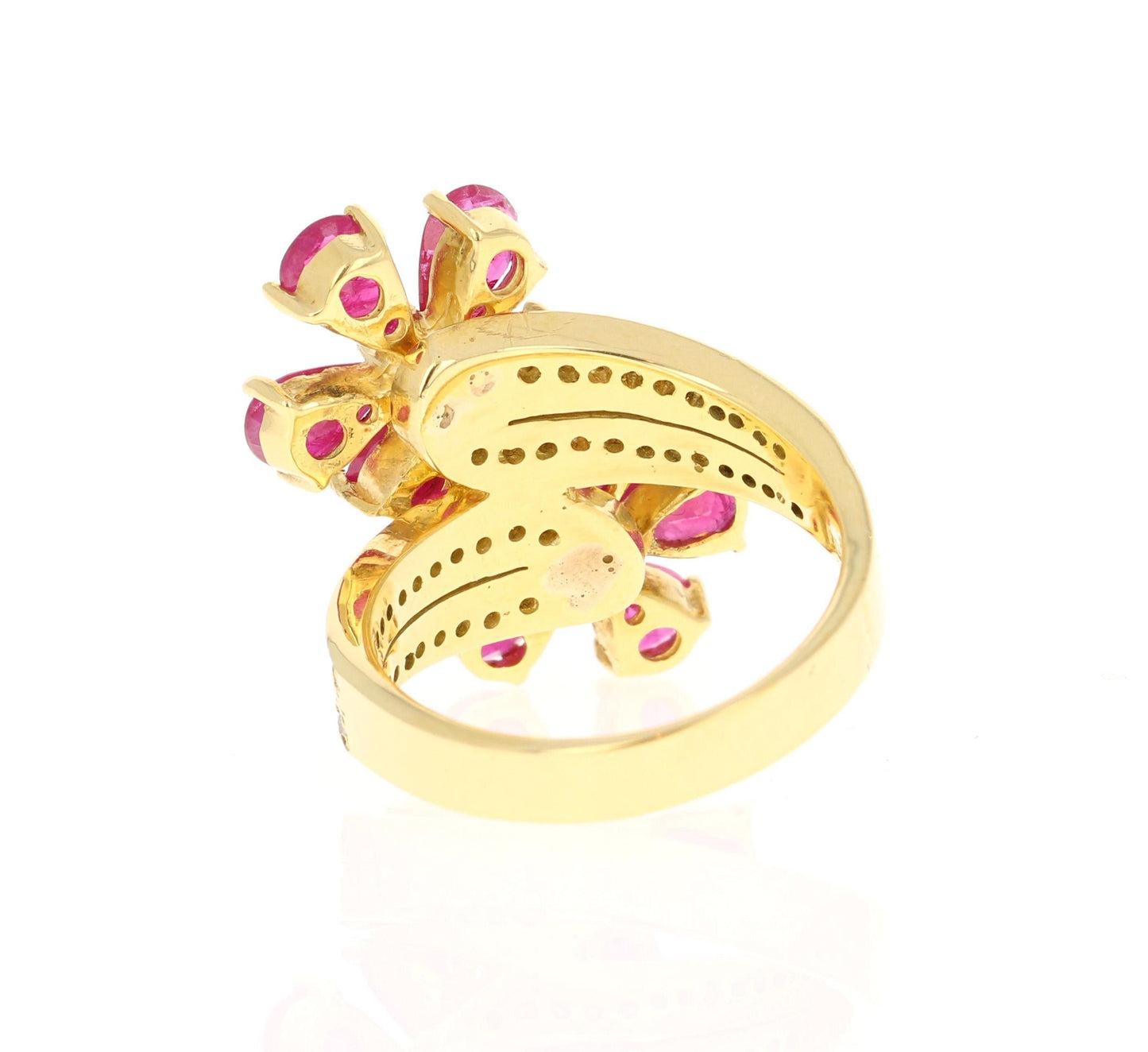 2.48 Carat Ruby Diamond 14 Karat Yellow Gold Cocktail Ring
