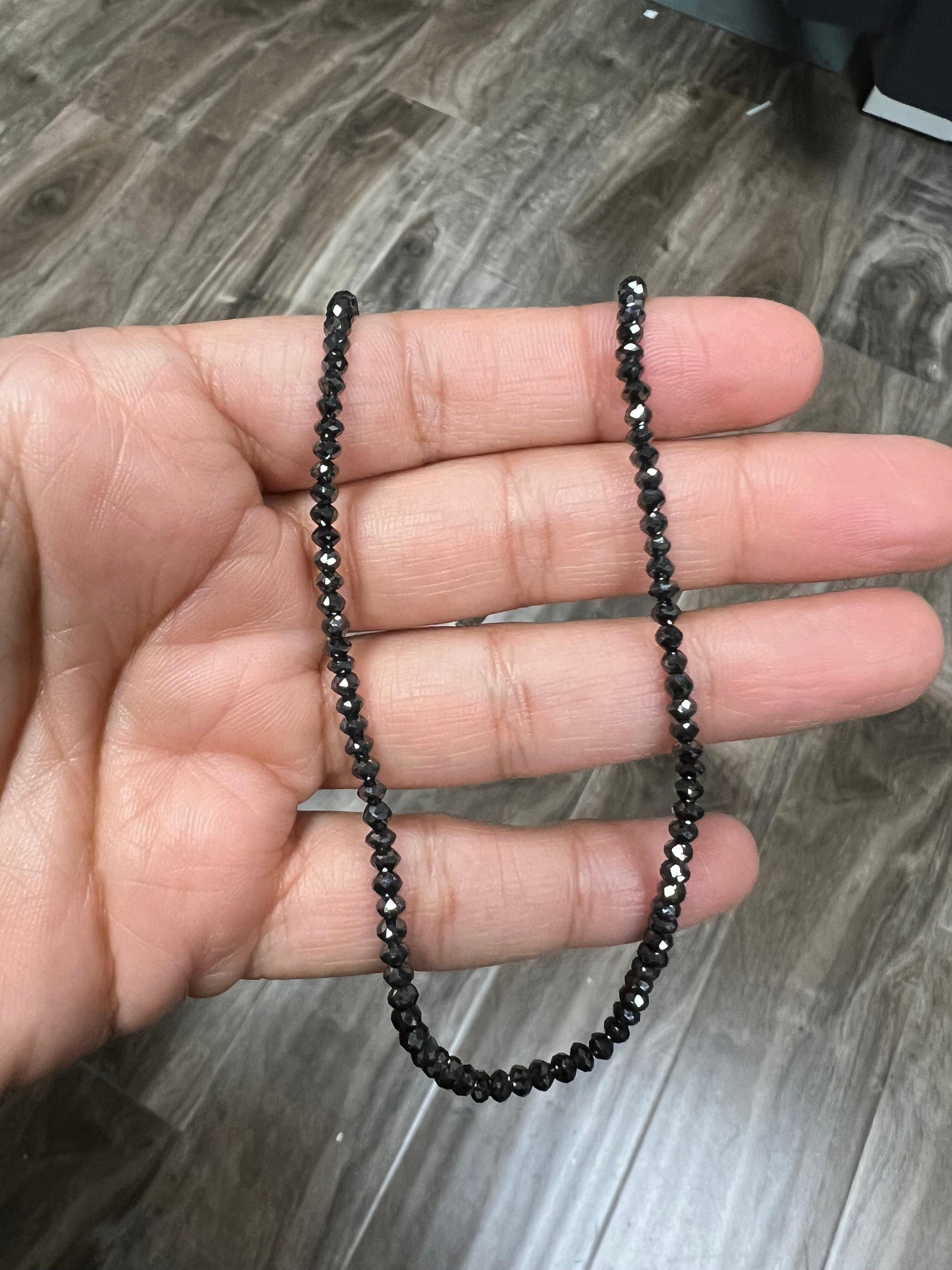 25.00 Carat Natural Black Diamond Briolette Cut Necklace