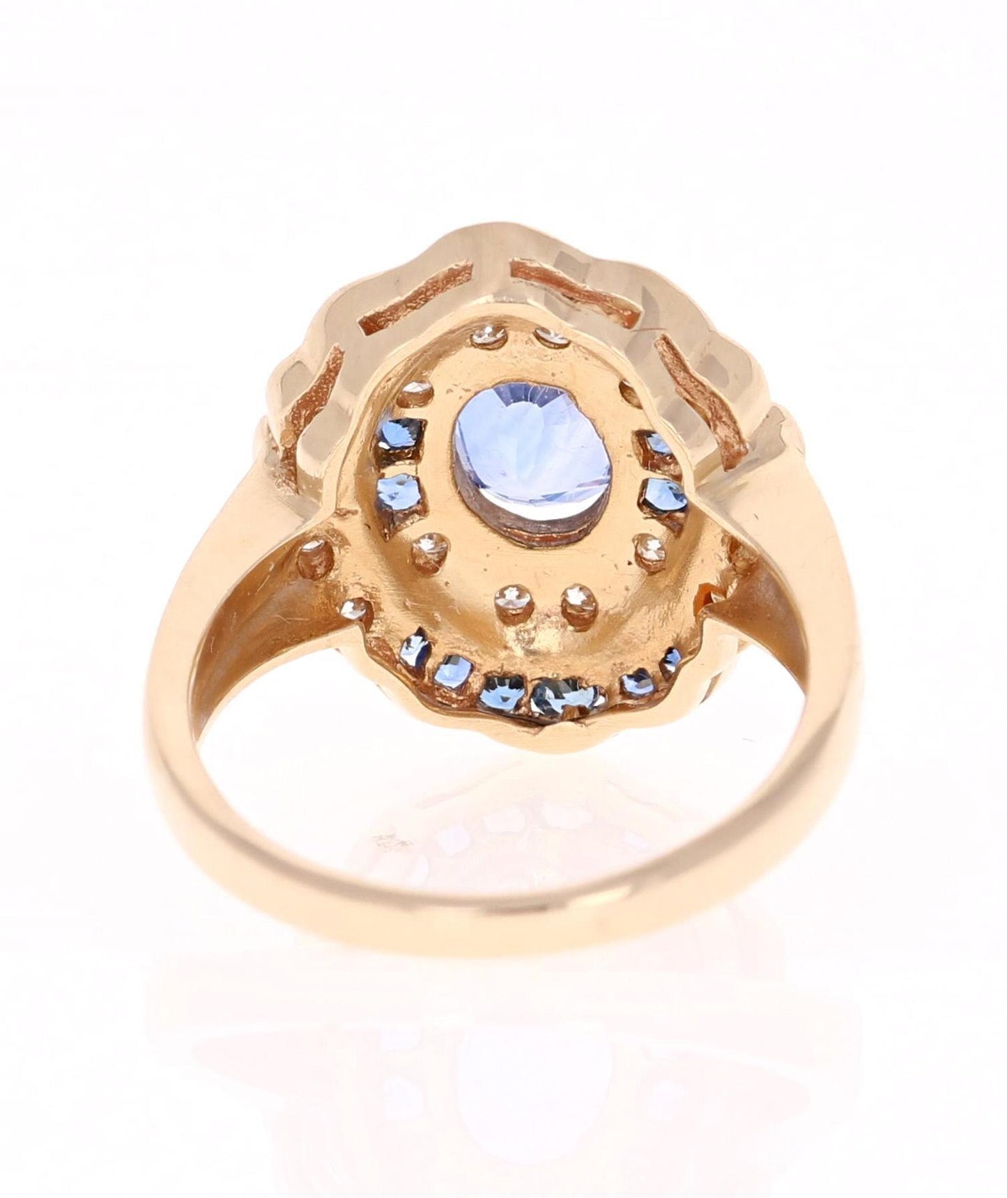 2.54 Carat Blue Sapphire Diamond 14 Karat Yellow Gold Ring