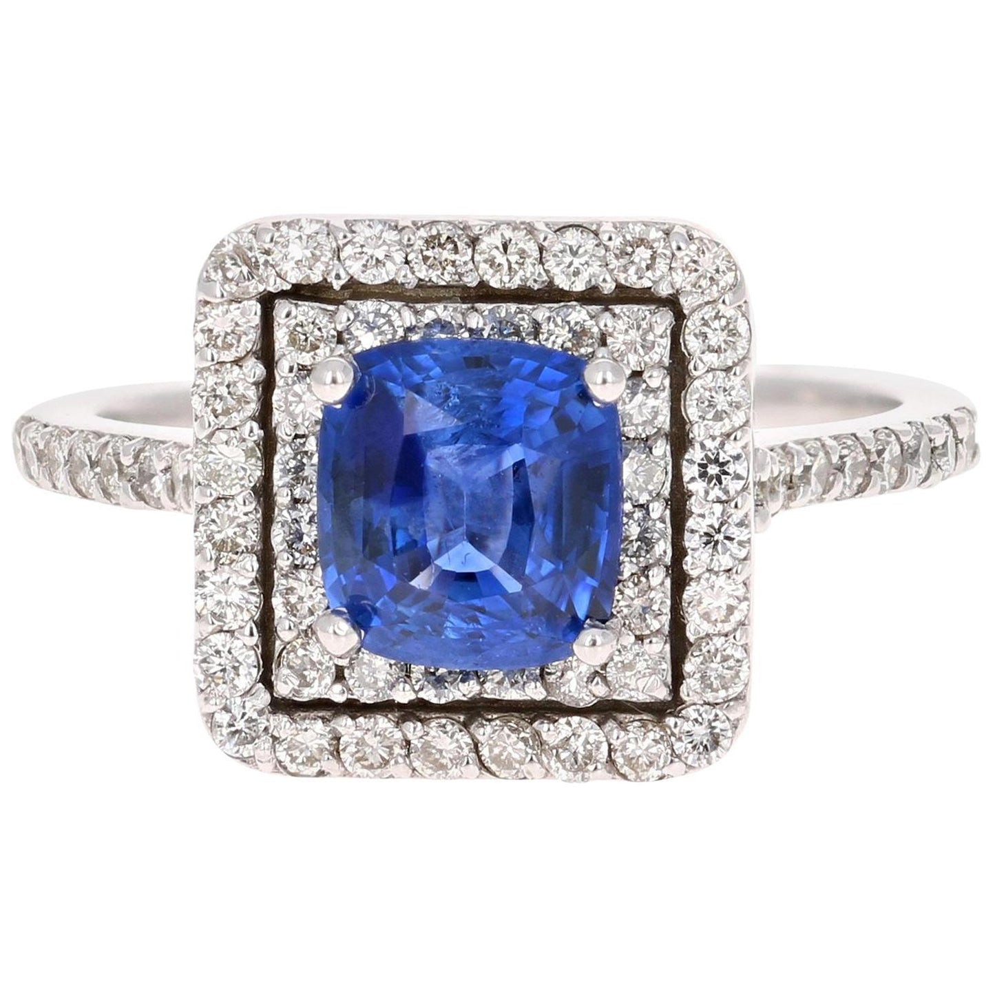 2.56 Carat GIA Certified Blue Sapphire Engagement Ring 18 Karat White Gold
