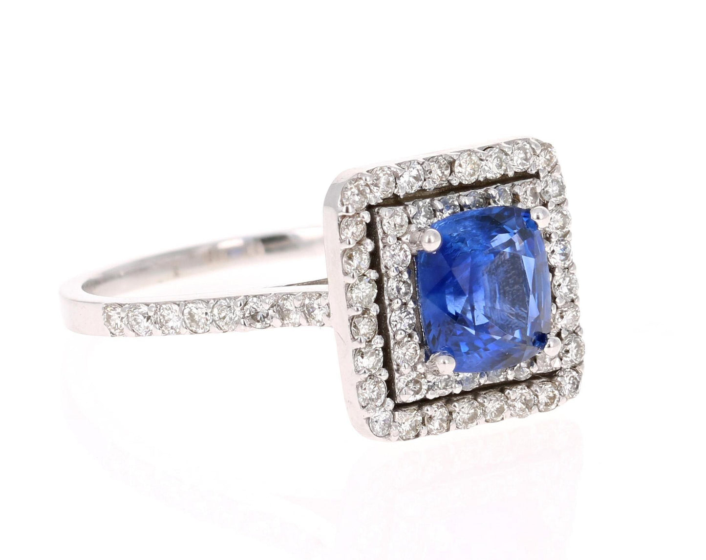 2.56 Carat GIA Certified Blue Sapphire Engagement Ring 18 Karat White Gold