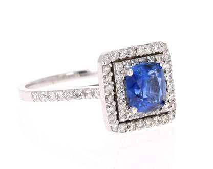 2.56 Carat GIA Certified Blue Sapphire Engagement Ring 18 Karat White Gold