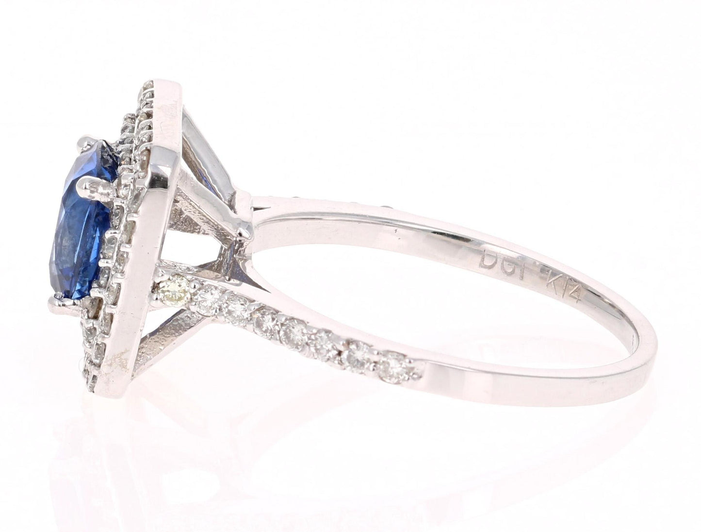 2.56 Carat GIA Certified Blue Sapphire Engagement Ring 18 Karat White Gold