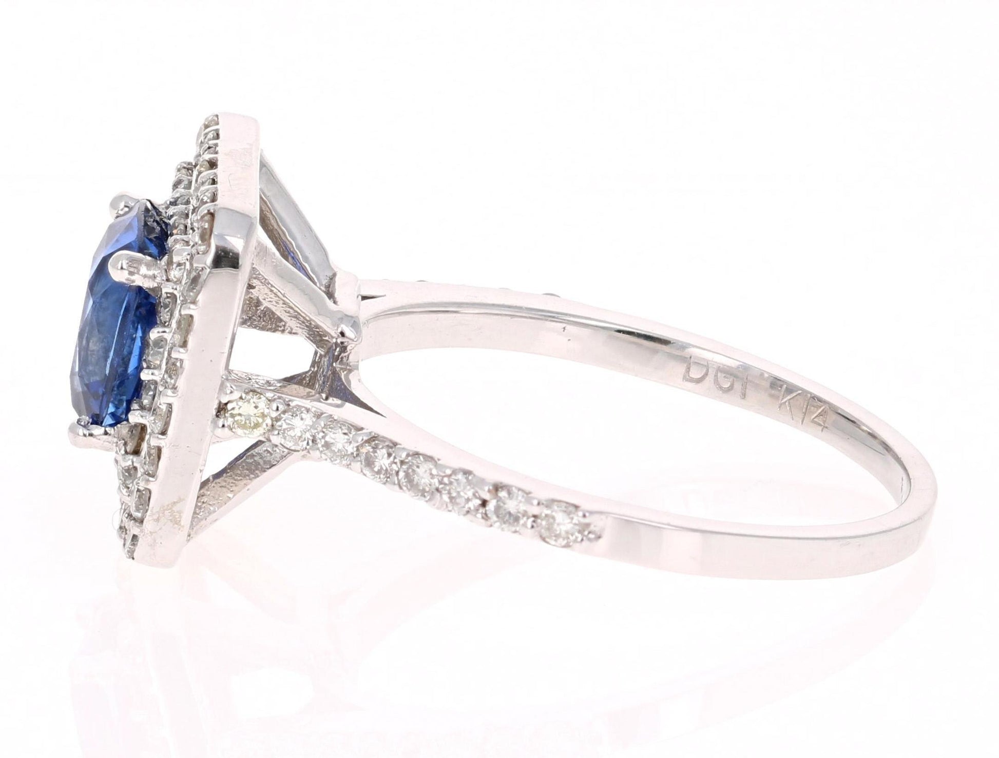 2.56 Carat GIA Certified Blue Sapphire Engagement Ring 18 Karat White Gold