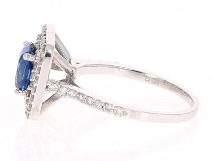 2.56 Carat GIA Certified Blue Sapphire Engagement Ring 18 Karat White Gold