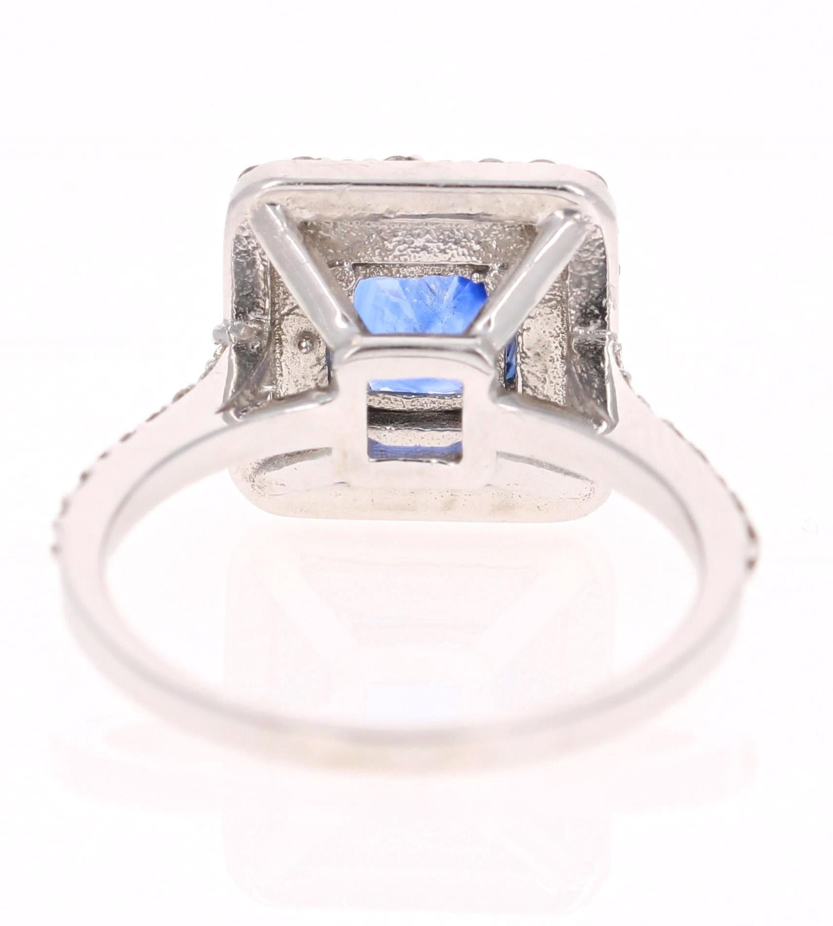 2.56 Carat GIA Certified Blue Sapphire Engagement Ring 18 Karat White Gold