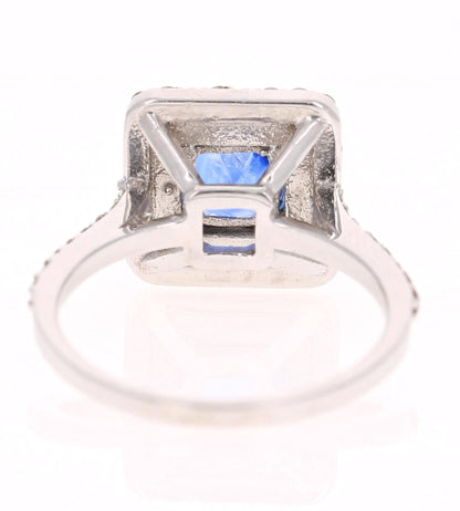 2.56 Carat GIA Certified Blue Sapphire Engagement Ring 18 Karat White Gold