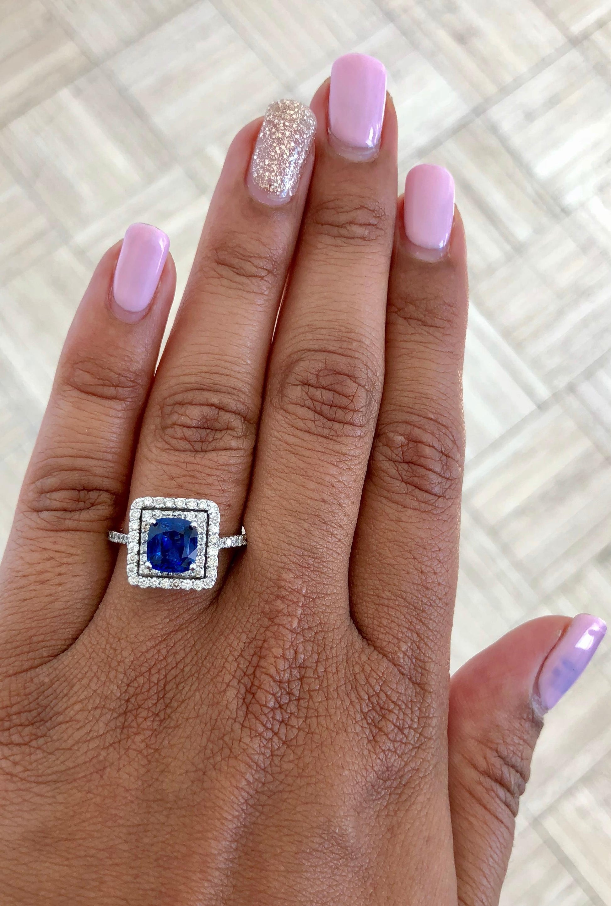 2.56 Carat GIA Certified Blue Sapphire Engagement Ring 18 Karat White Gold