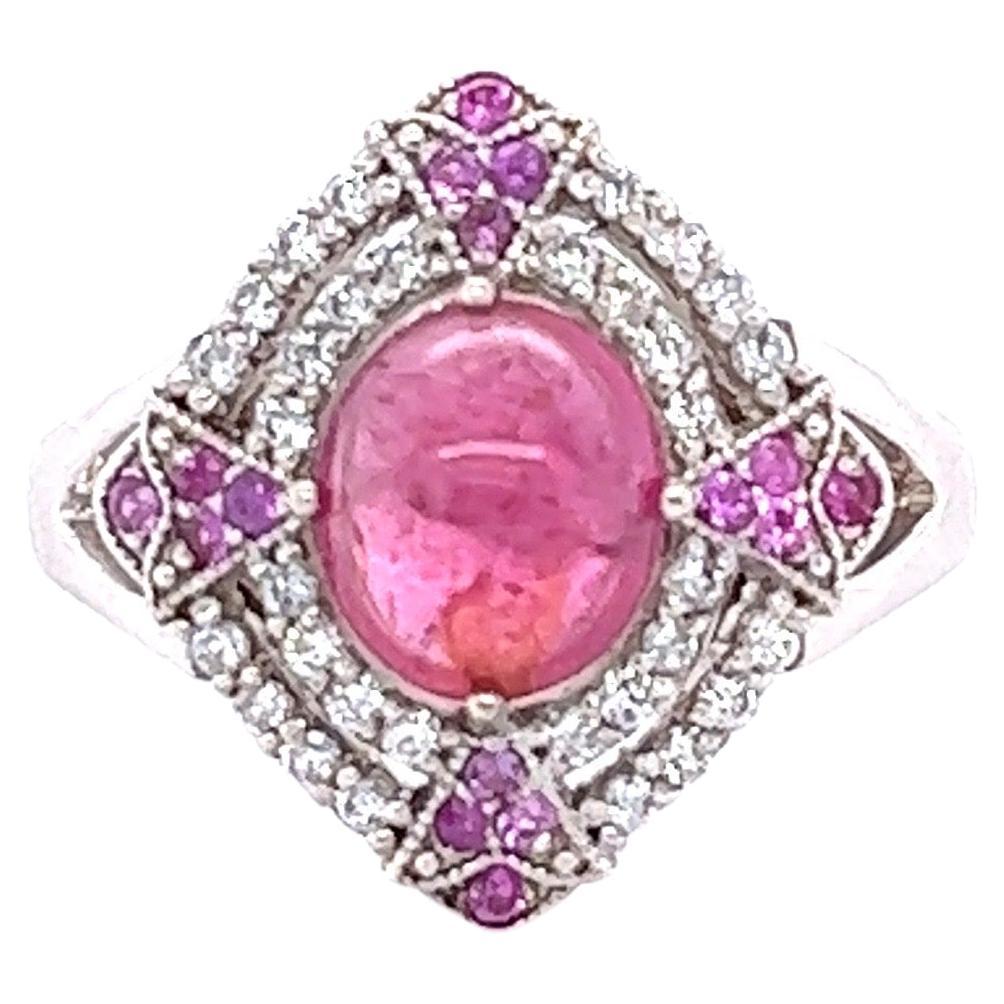 2.57 Carat Pink Tourmaline Diamond 14 Karat White Gold Ring