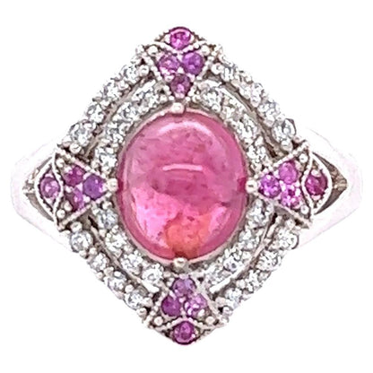 2.57 Carat Pink Tourmaline Diamond 14 Karat White Gold Ring