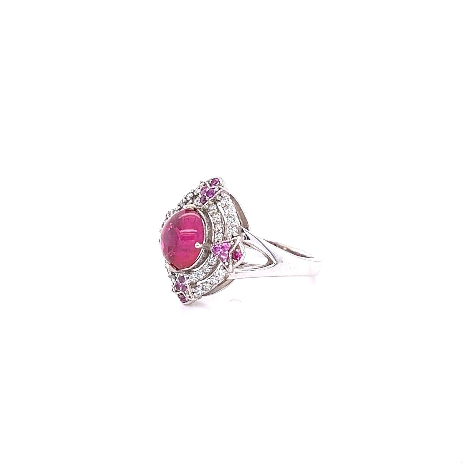 2.57 Carat Pink Tourmaline Diamond 14 Karat White Gold Ring
