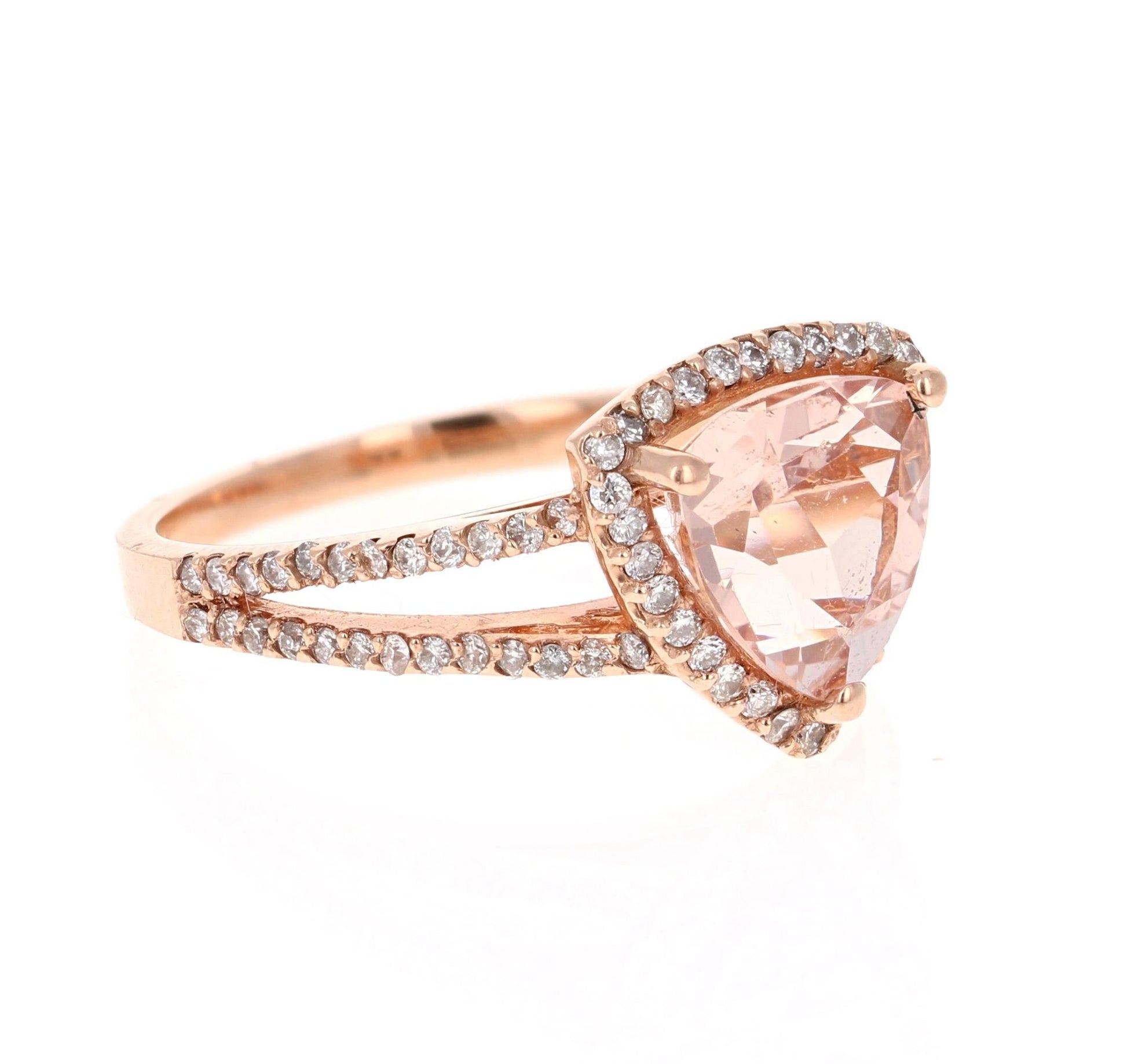 2.59 Carat Morganite Diamond 14 Karat Rose Gold Cocktail Ring