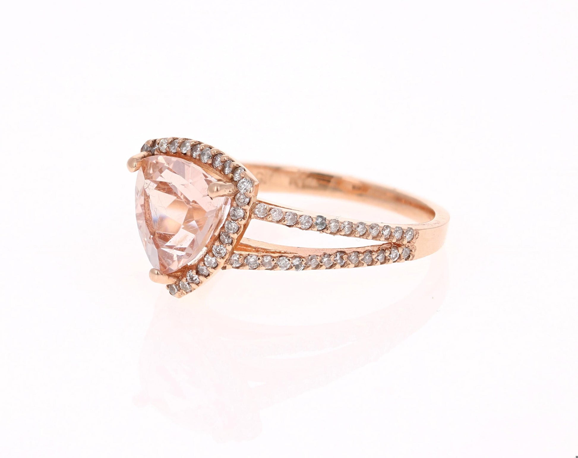 2.59 Carat Morganite Diamond 14 Karat Rose Gold Cocktail Ring