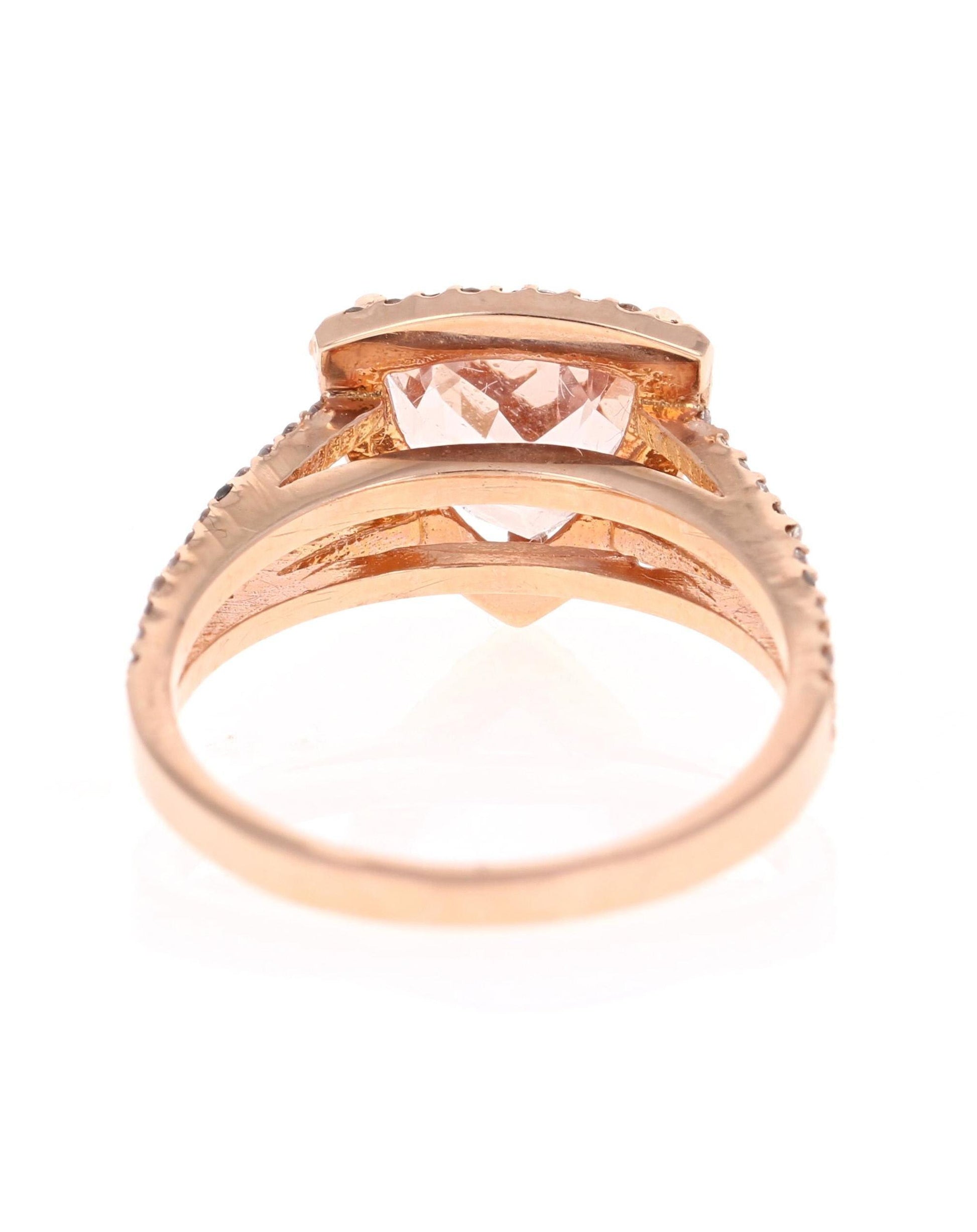 2.59 Carat Morganite Diamond 14 Karat Rose Gold Cocktail Ring