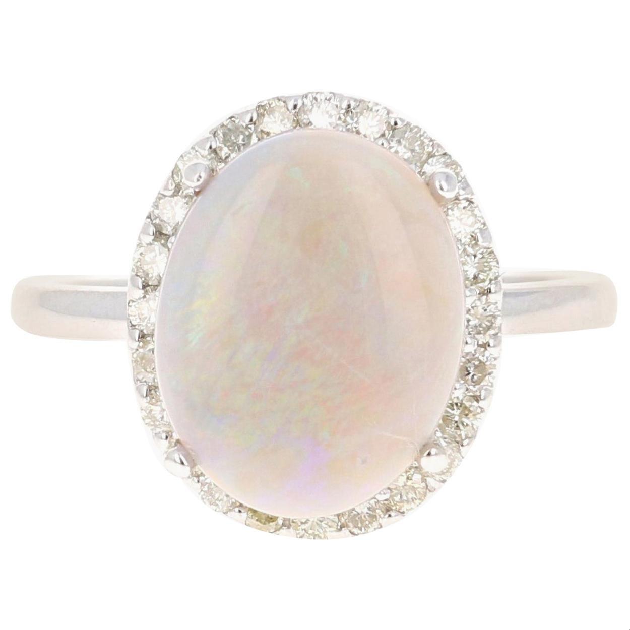 2.63 Carat Opal Diamond 14 Karat White Gold Ring