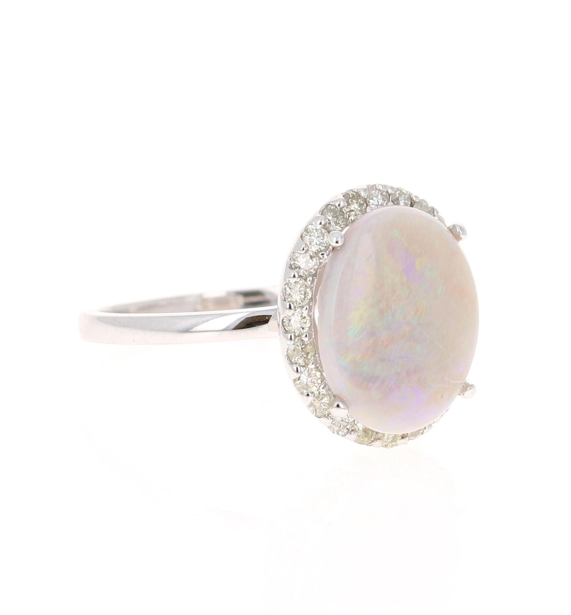 2.63 Carat Opal Diamond 14 Karat White Gold Ring