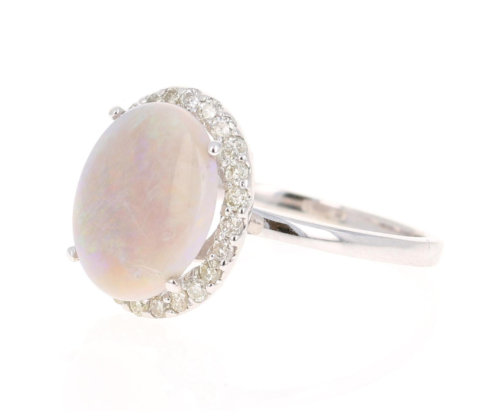 2.63 Carat Opal Diamond 14 Karat White Gold Ring