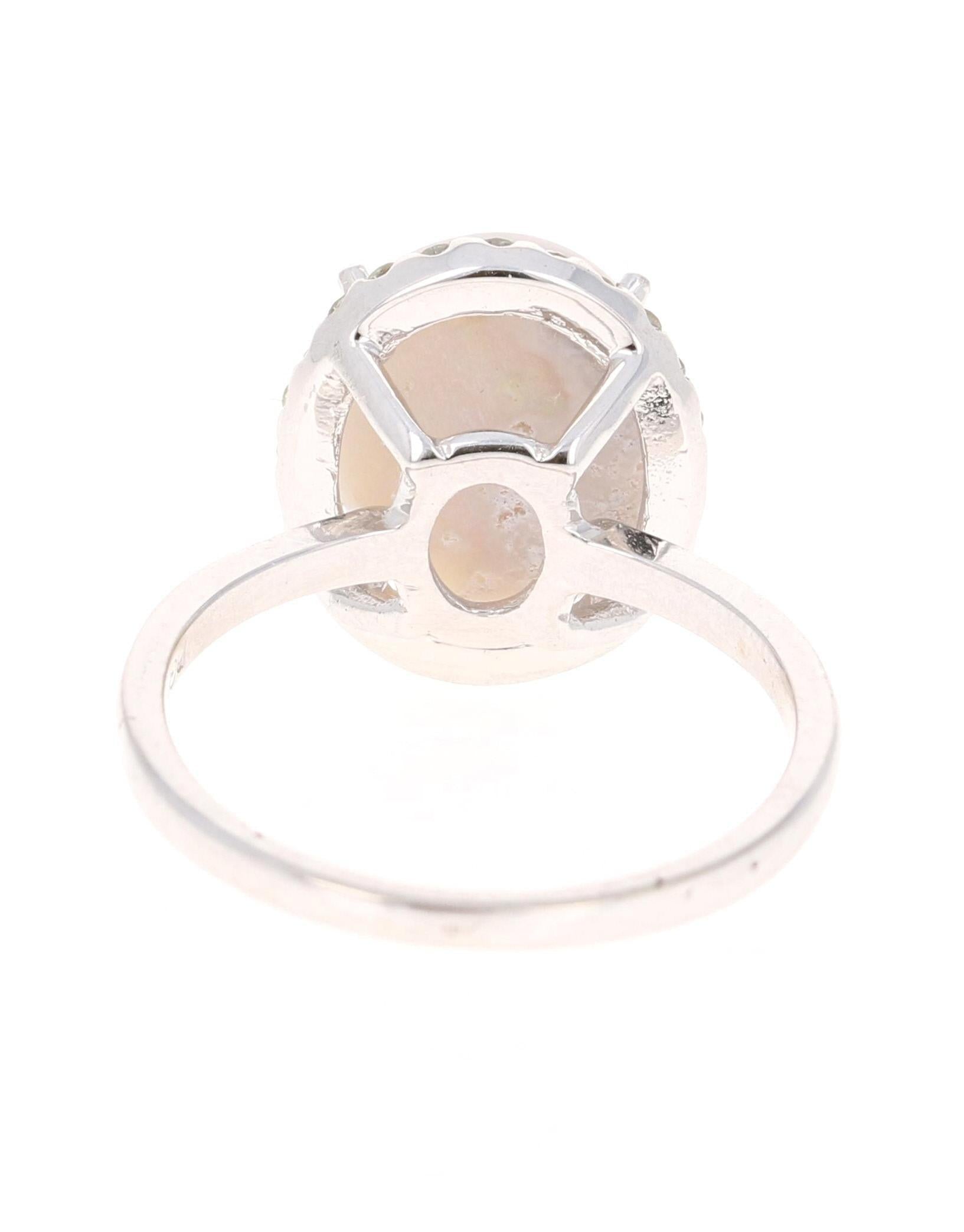 2.63 Carat Opal Diamond 14 Karat White Gold Ring