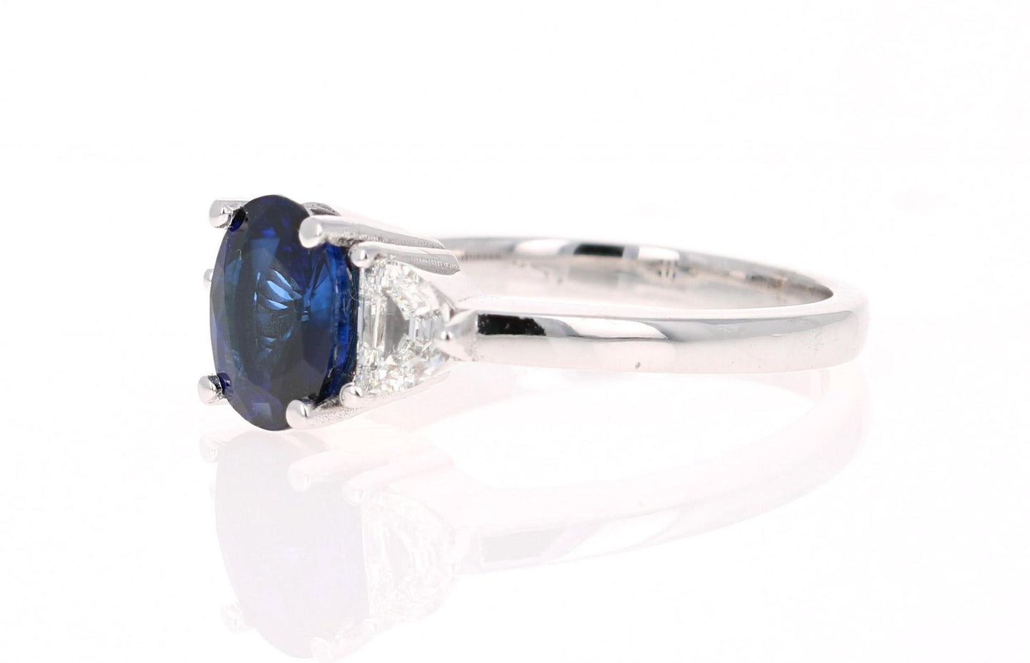 2.64 Carat GIA Certified Sapphire Diamond 18 Karat White Gold Three-Stone Ring