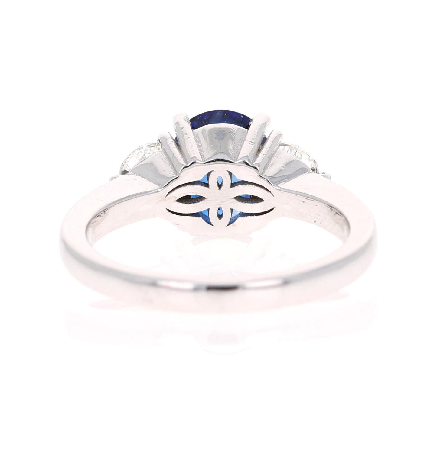 2.64 Carat GIA Certified Sapphire Diamond 18 Karat White Gold Three-Stone Ring