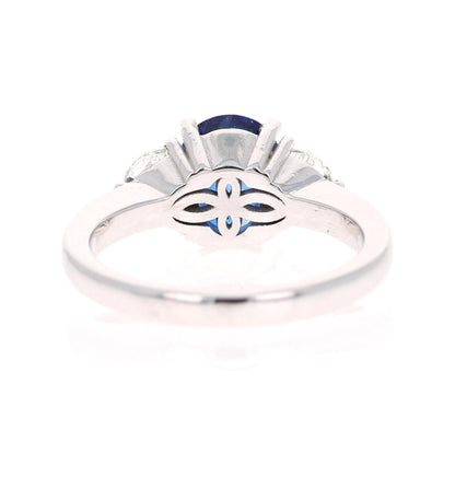 2.64 Carat GIA Certified Sapphire Diamond 18 Karat White Gold Three-Stone Ring