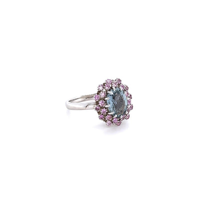 2.65 Carat Blue Pink Sapphire 14 Karat White Gold Cocktail Ring
