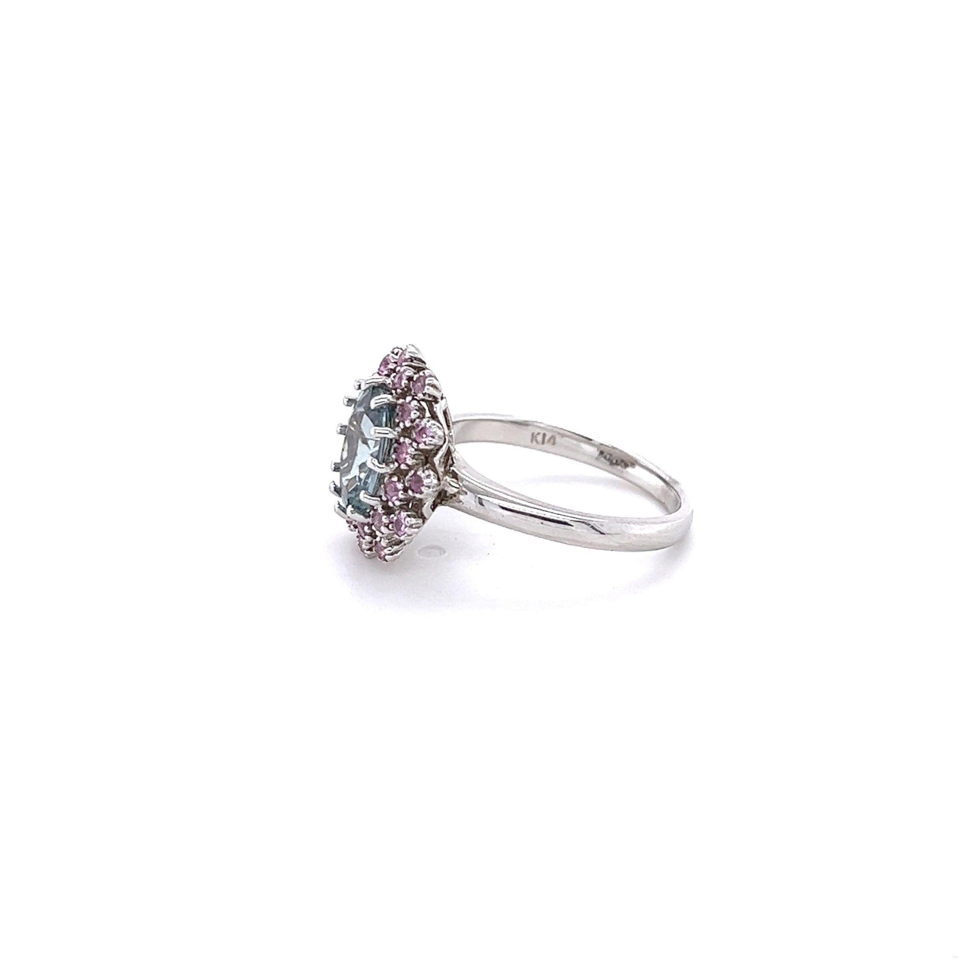 2.65 Carat Blue Pink Sapphire 14 Karat White Gold Cocktail Ring