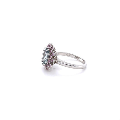2.65 Carat Blue Pink Sapphire 14 Karat White Gold Cocktail Ring