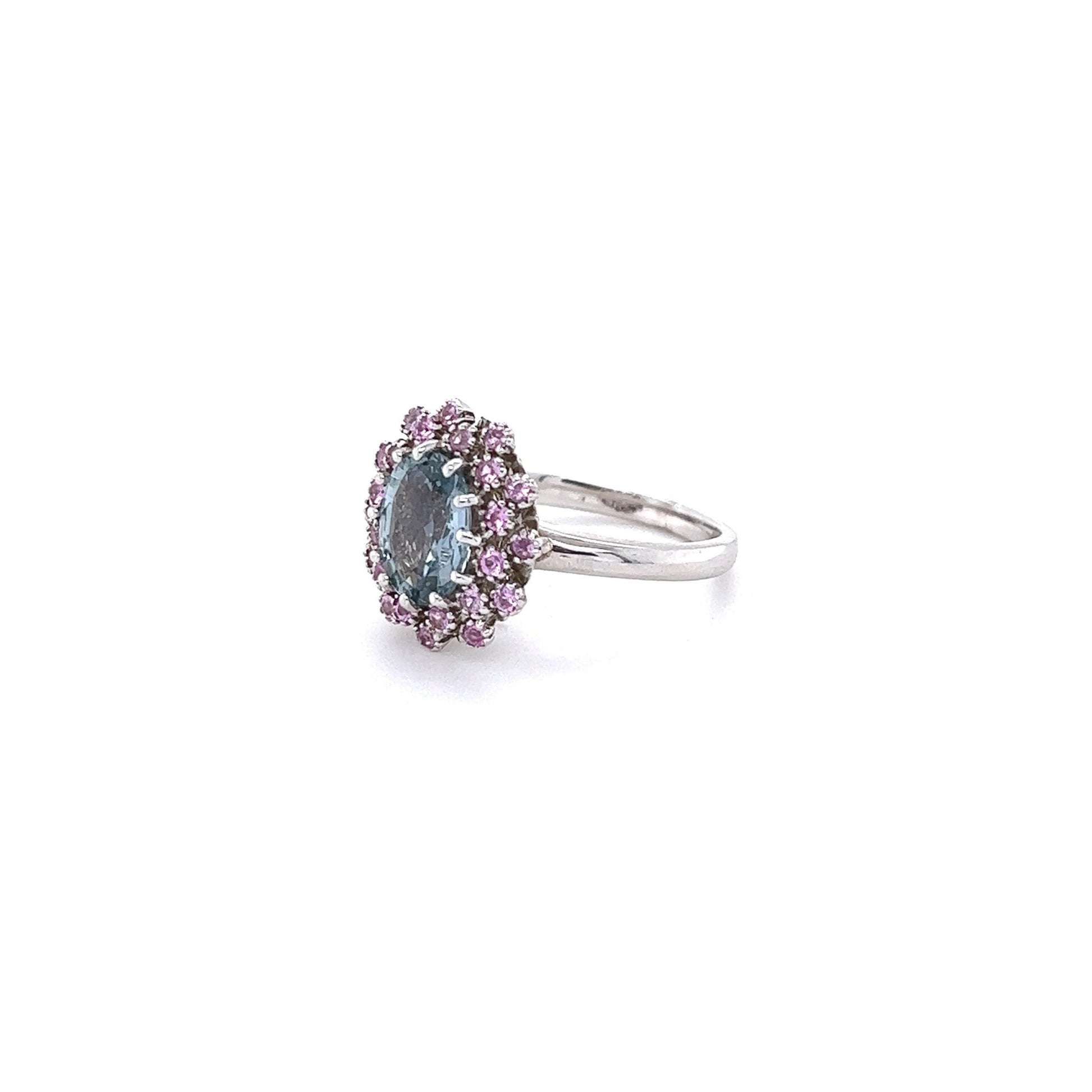 2.65 Carat Blue Pink Sapphire 14 Karat White Gold Cocktail Ring