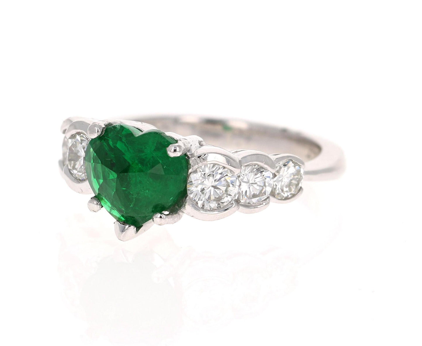 2.73 Carat Heart Cut Emerald Diamond Platinum Engagement Ring