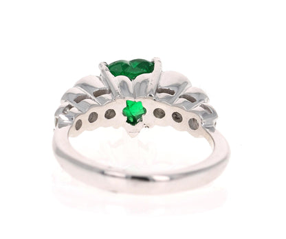 2.73 Carat Heart Cut Emerald Diamond Platinum Engagement Ring