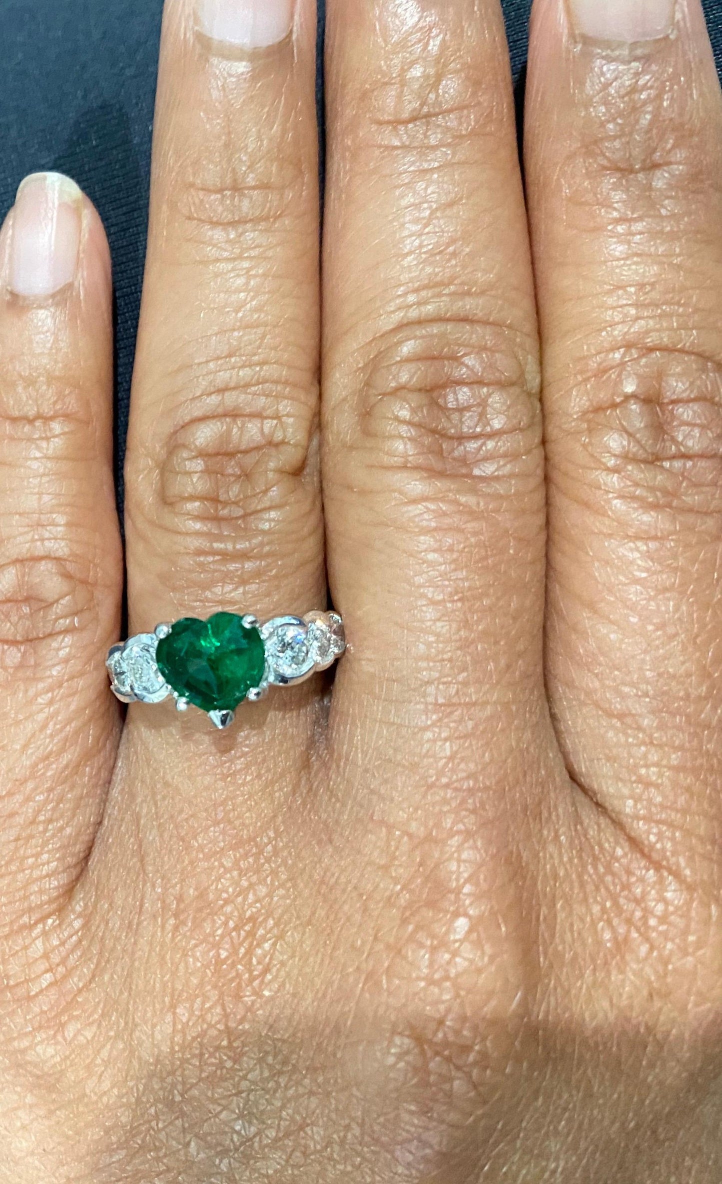 2.73 Carat Heart Cut Emerald Diamond Platinum Engagement Ring