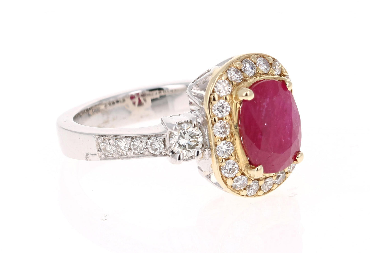 2.78 Carat Ruby Diamond 14 Karat White Yellow Gold Engagement Ring