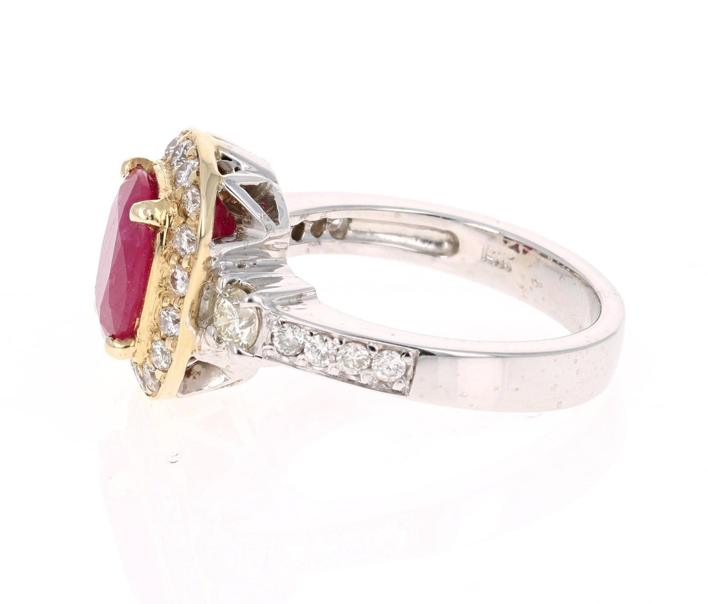 2.78 Carat Ruby Diamond 14 Karat White Yellow Gold Engagement Ring