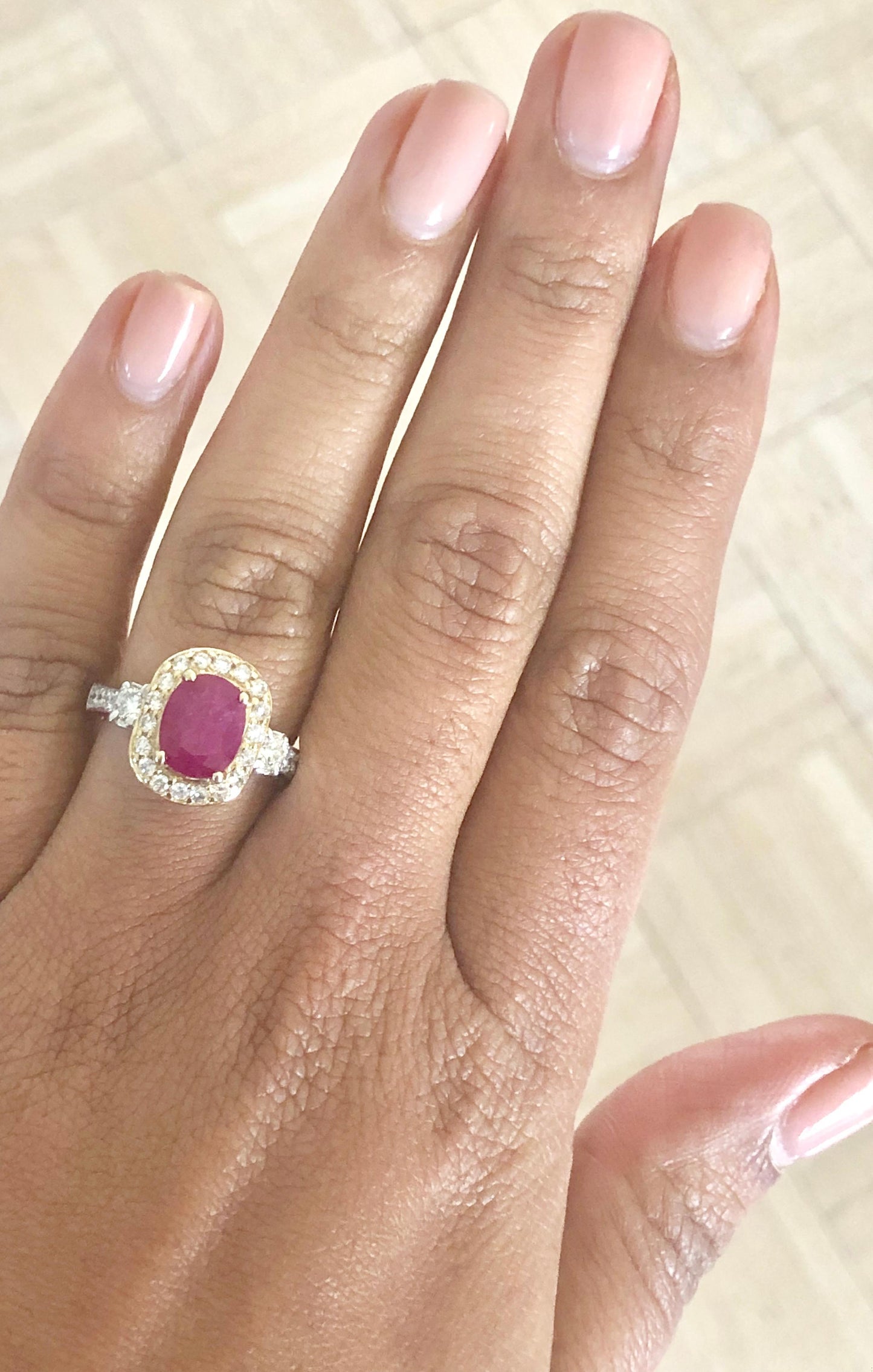 2.78 Carat Ruby Diamond 14 Karat White Yellow Gold Engagement Ring