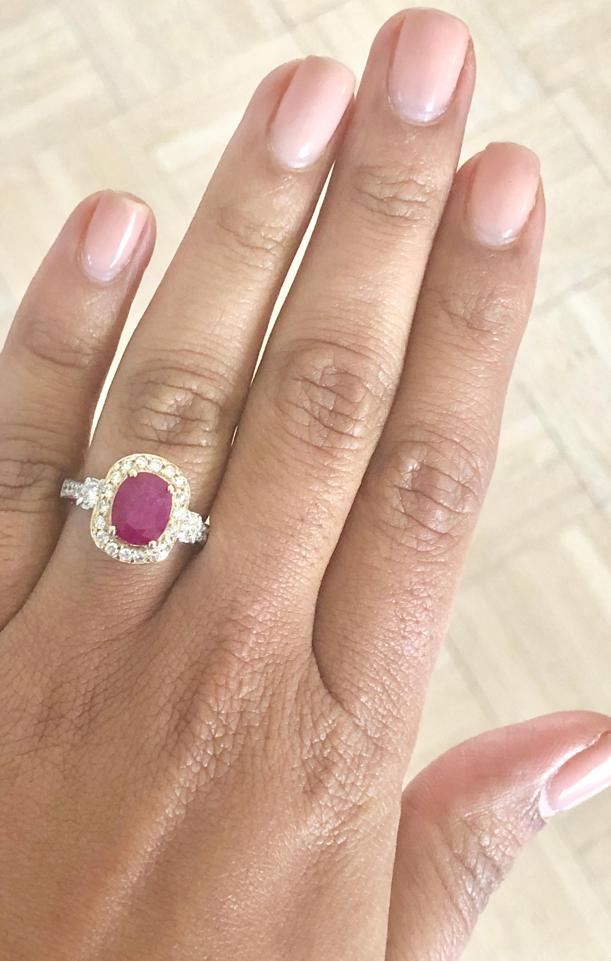 2.78 Carat Ruby Diamond 14 Karat White Yellow Gold Engagement Ring