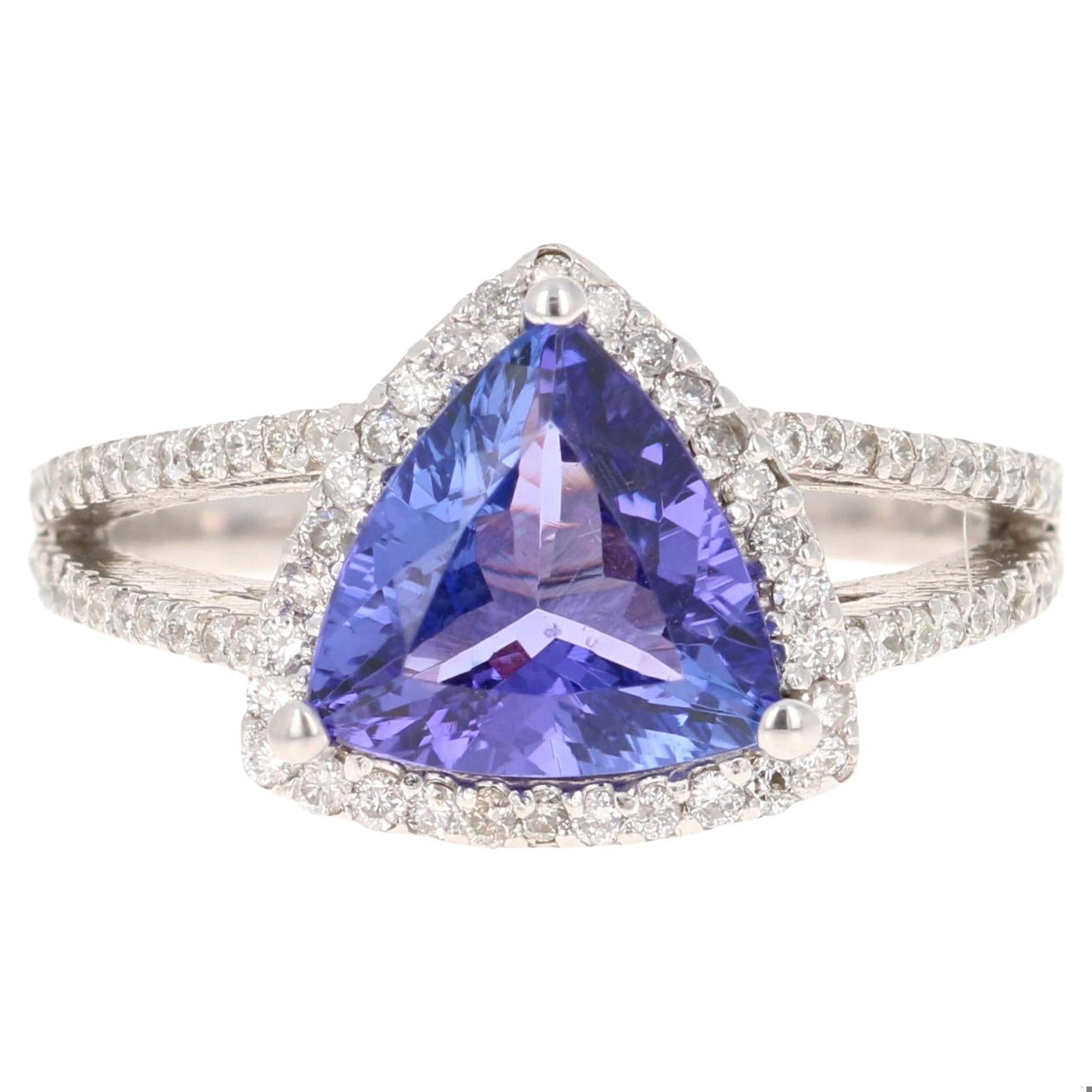 2.81 Carat Tanzanite Diamond White Gold Ring