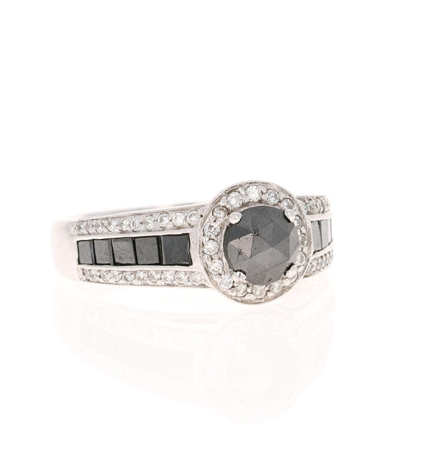 2.83 Carat Black and White Diamond 14 Karat White Gold Engagement Ring