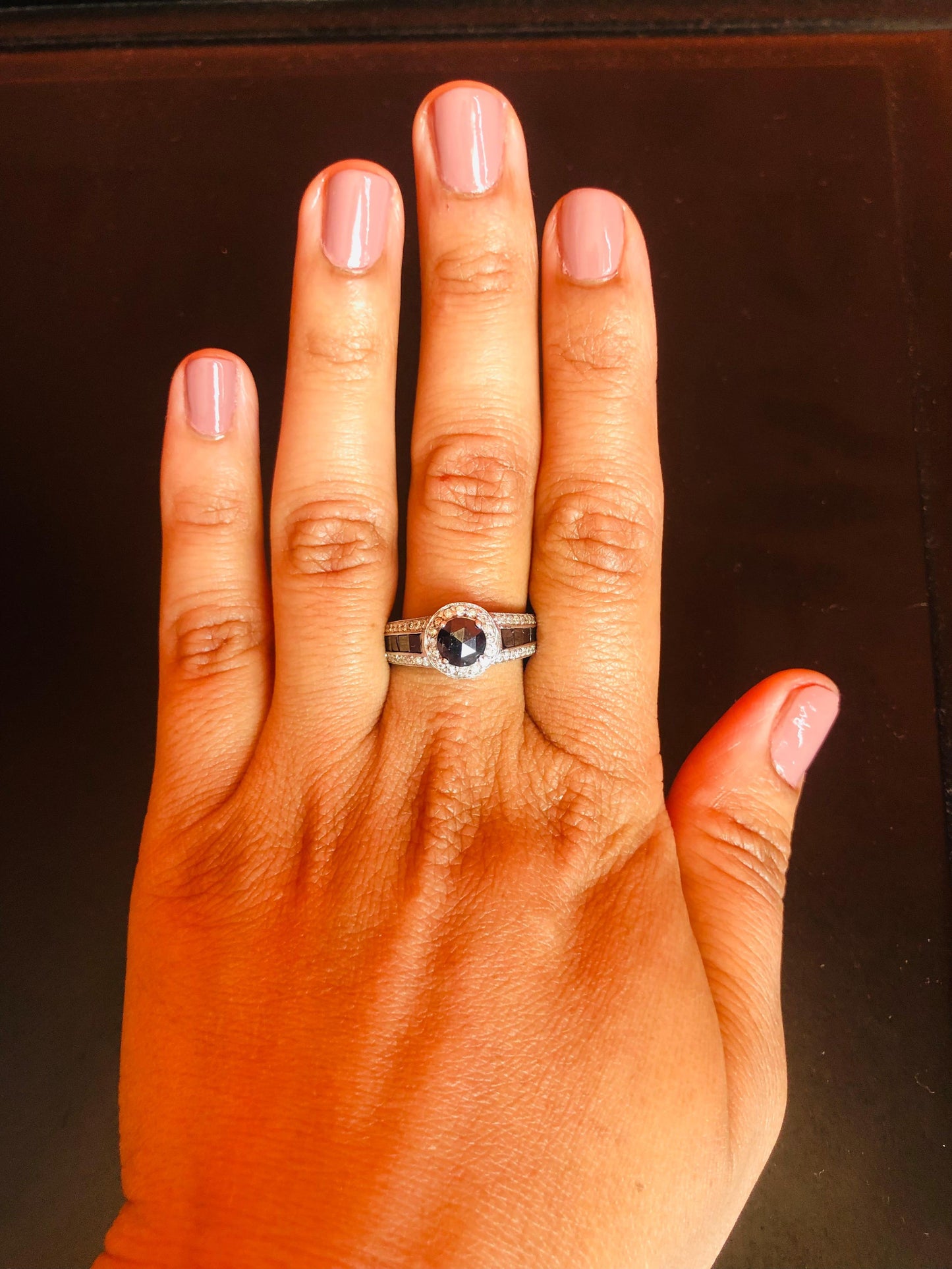 2.83 Carat Black and White Diamond 14 Karat White Gold Engagement Ring