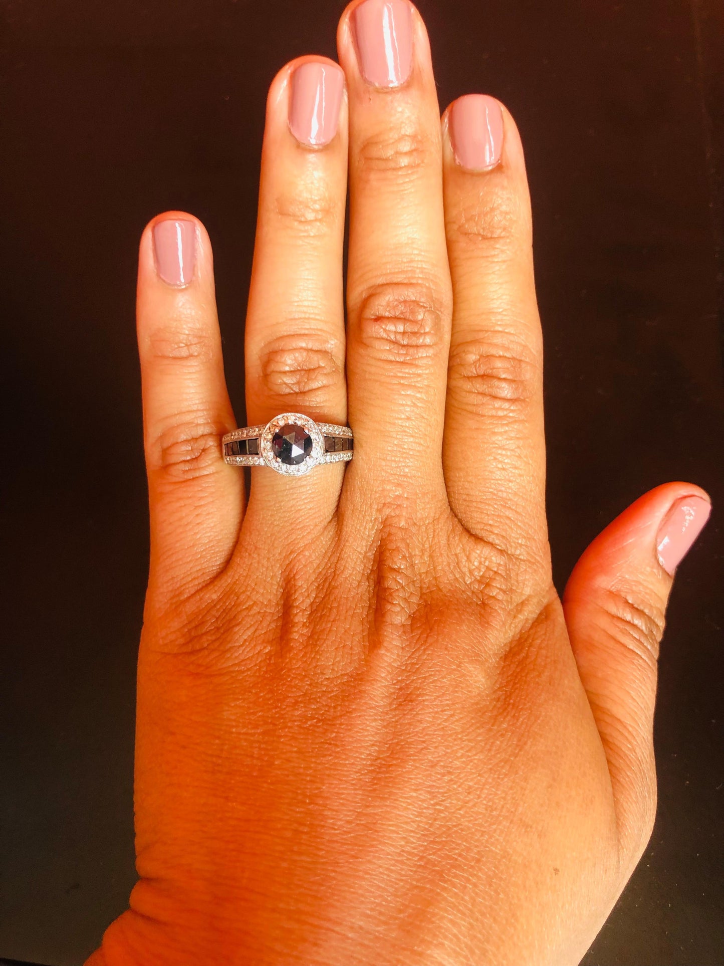 2.83 Carat Black and White Diamond 14 Karat White Gold Engagement Ring