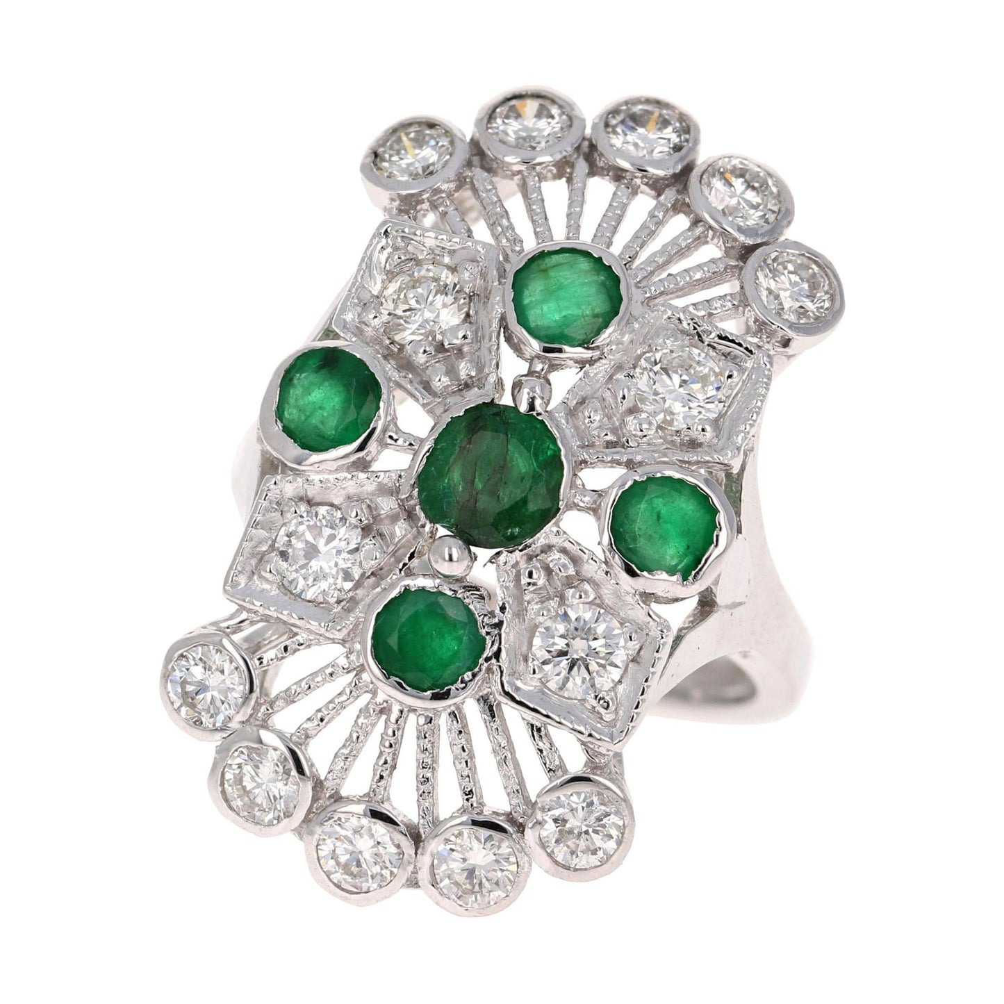 2.85 Carat Emerald and Diamond 14 Karat White Gold Cocktail Ring