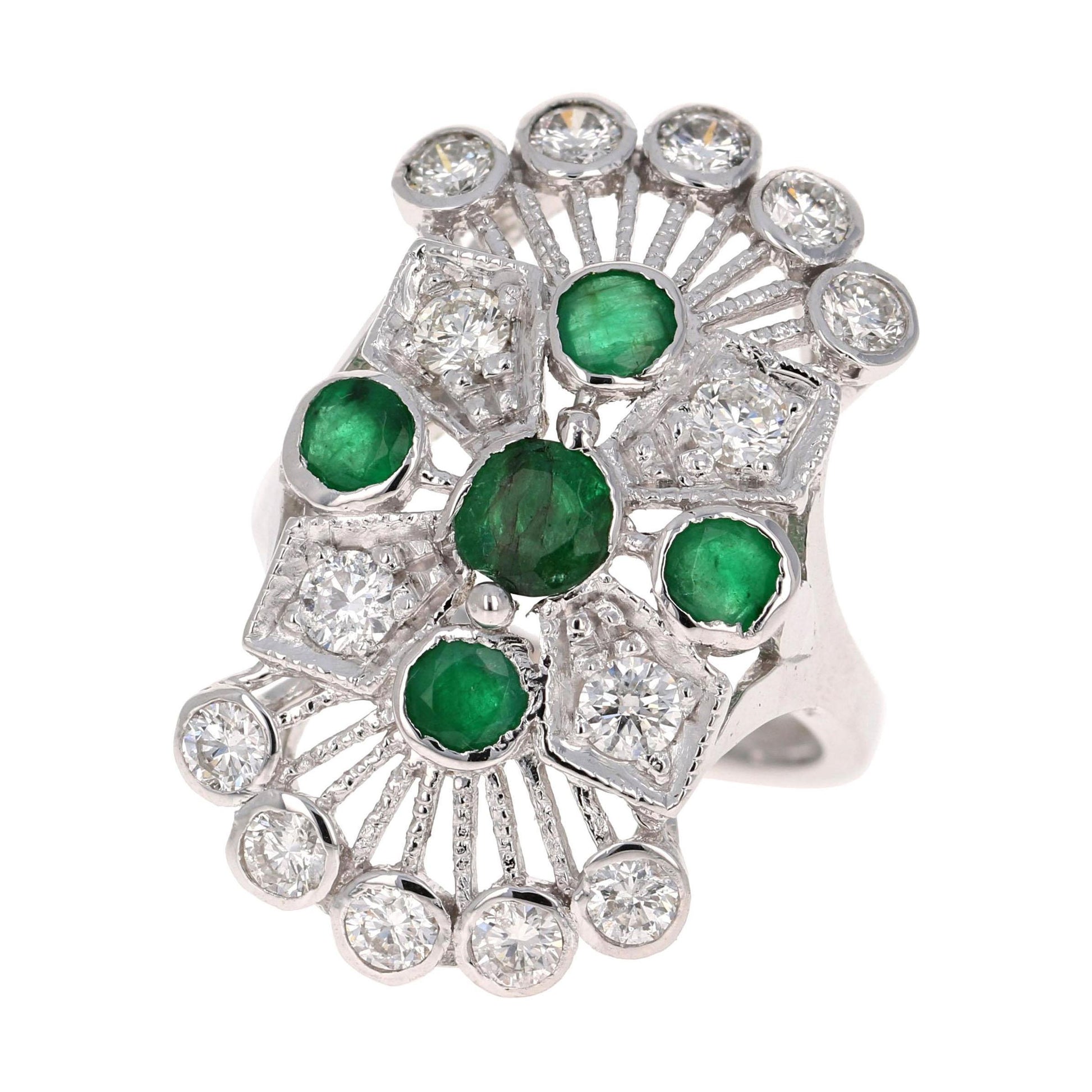 2.85 Carat Emerald and Diamond 14 Karat White Gold Cocktail Ring