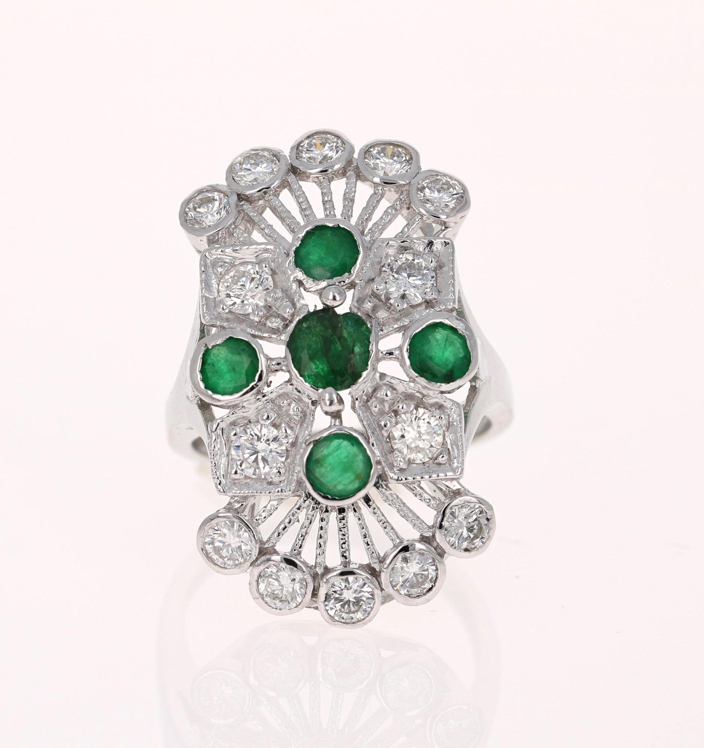 2.85 Carat Emerald and Diamond 14 Karat White Gold Cocktail Ring