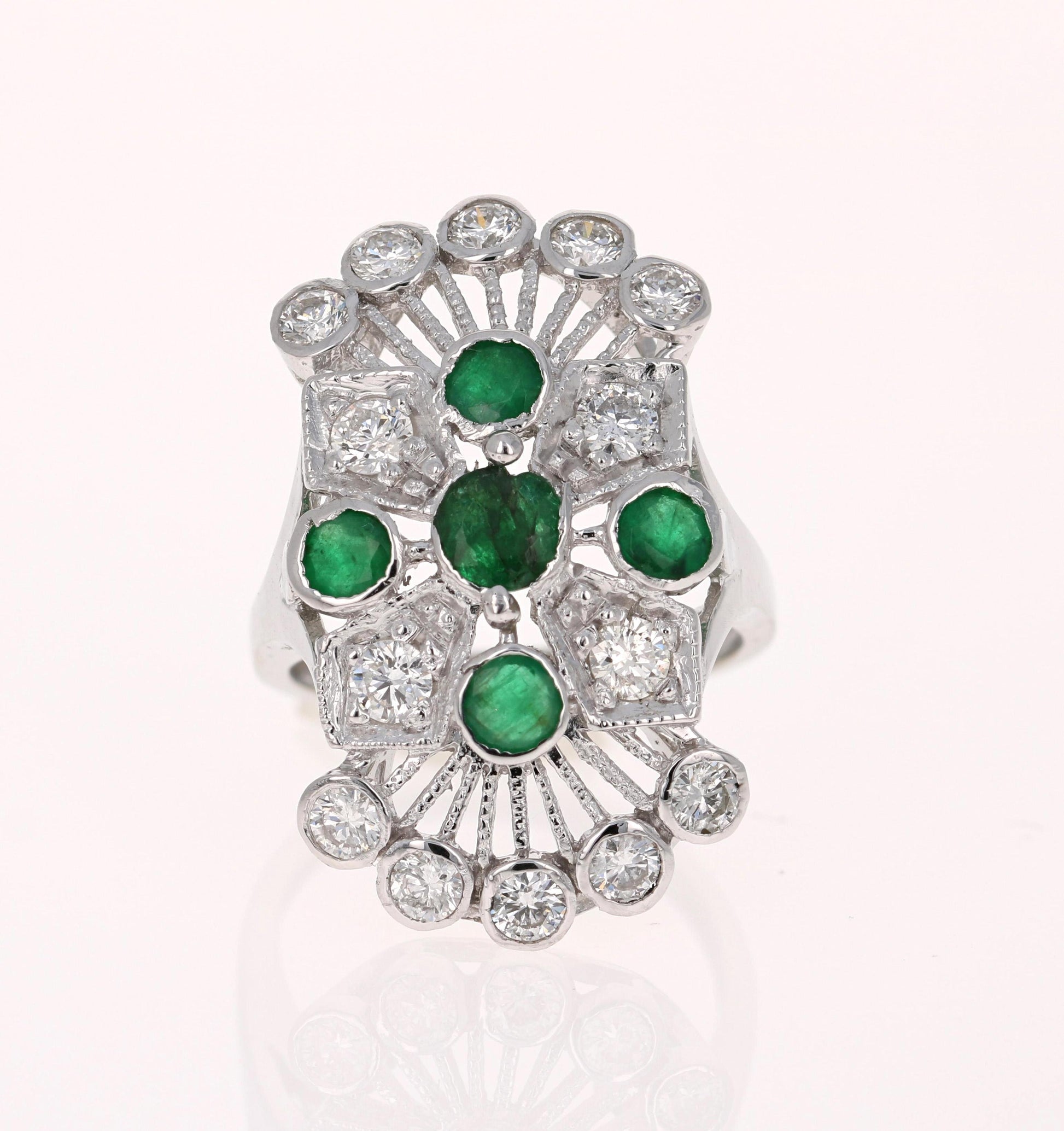 2.85 Carat Emerald and Diamond 14 Karat White Gold Cocktail Ring