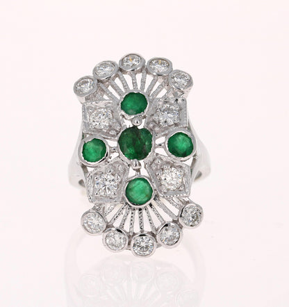2.85 Carat Emerald and Diamond 14 Karat White Gold Cocktail Ring