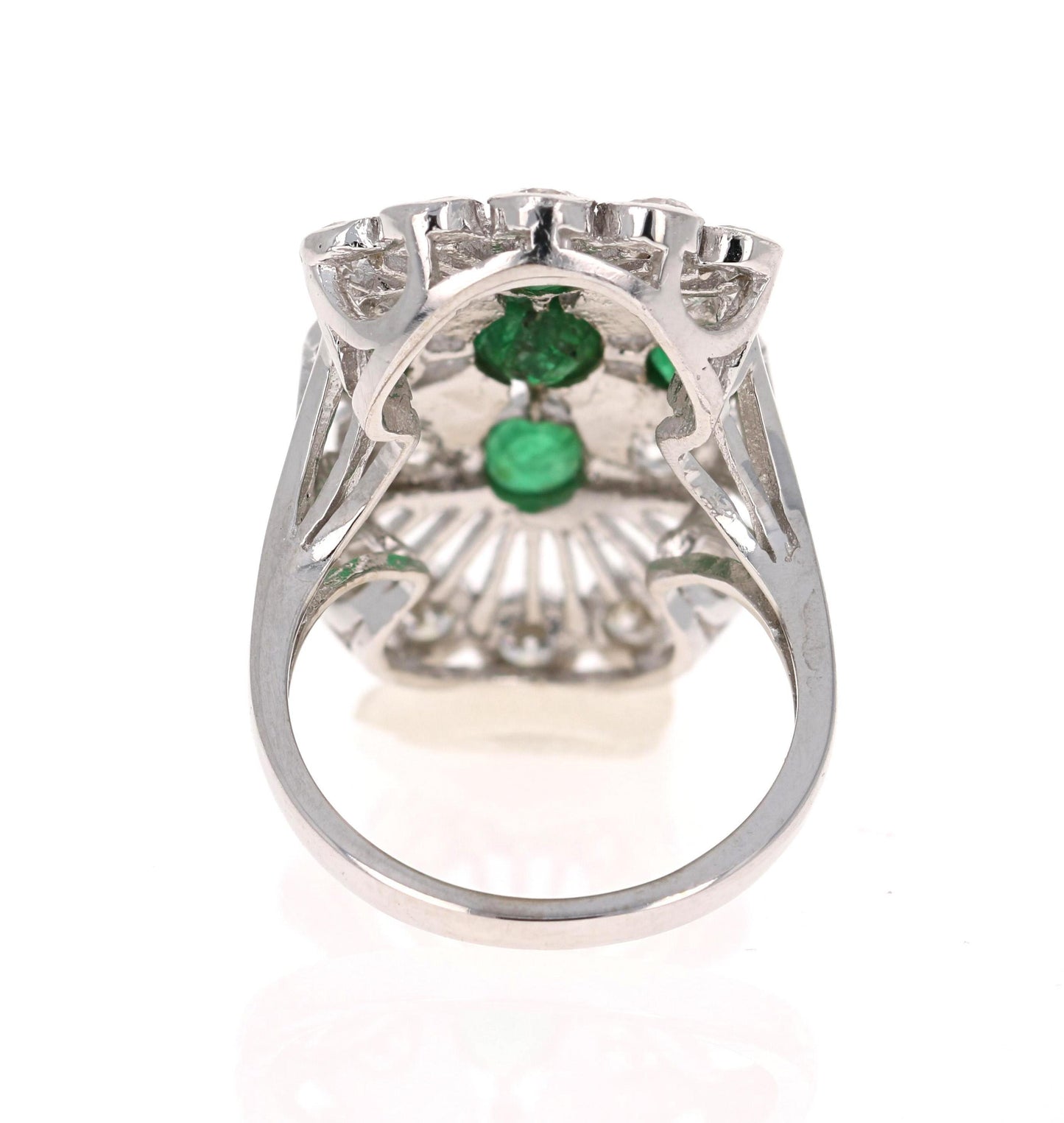 2.85 Carat Emerald and Diamond 14 Karat White Gold Cocktail Ring